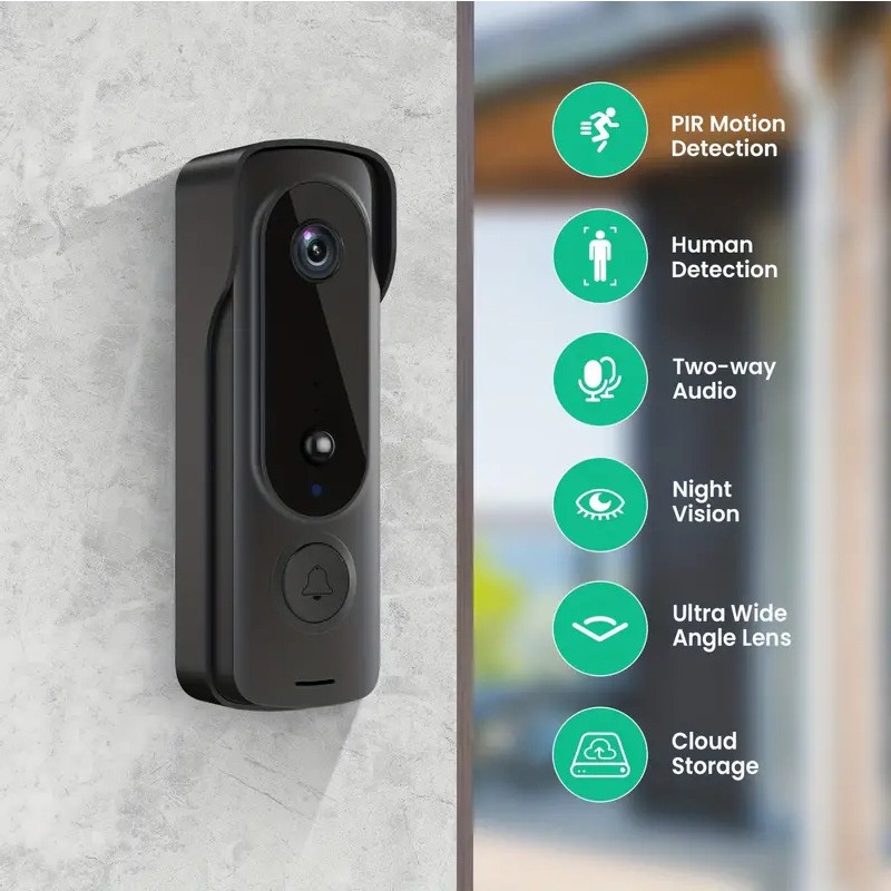 Smart Home Samsung - Outdoor Wireless Doorbell Solar Cover 1080P