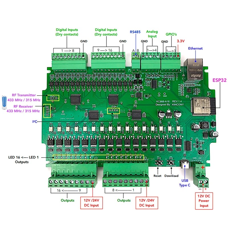 Kincony A16 Tasmota ESPhome Ho - огляд і ціна Smart Home Mqtt